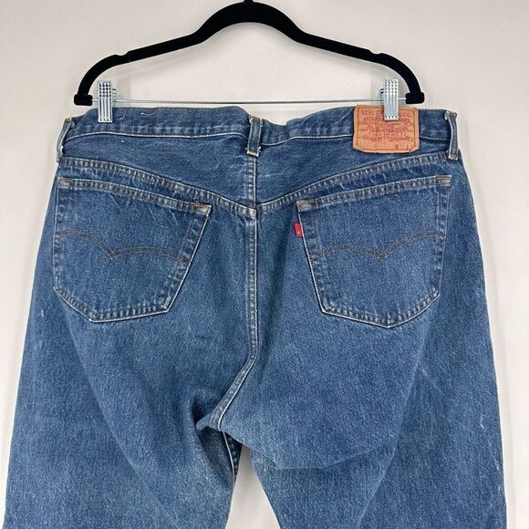 Vintage 80s Levi's 522 Unisex Straight Jeans Blue Denim Medium Wash Size 42x32 - Picture 10 of 16